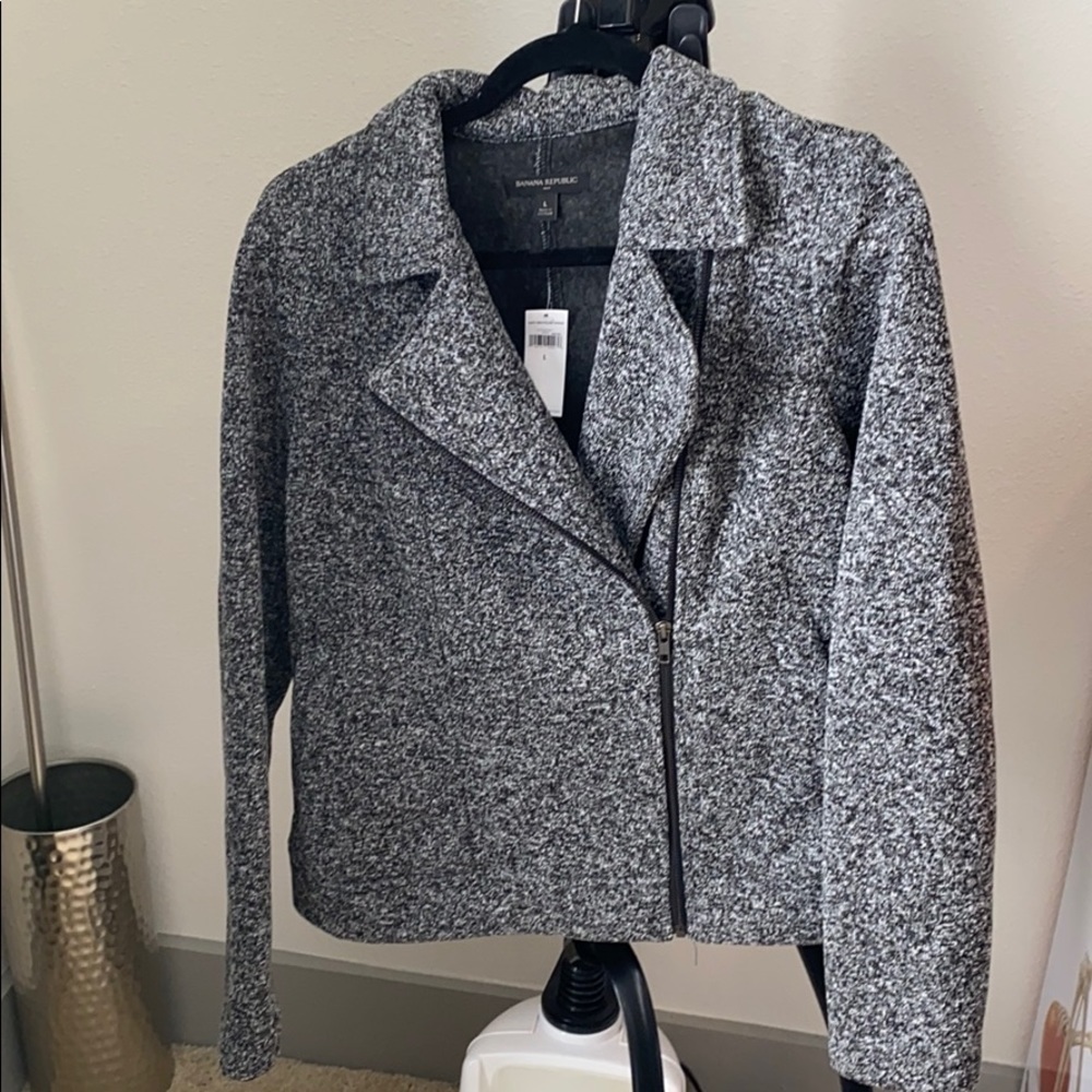 NWT collared gray jacket banana factory szL
